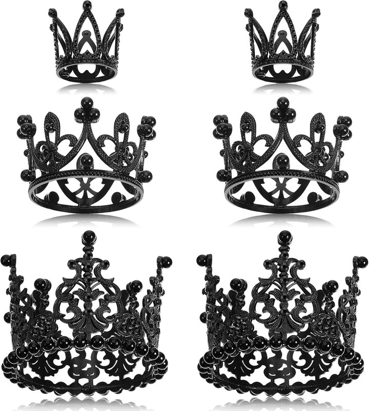6 Pcs Crown Cake Topper Artificial Pearl Rhinestone Small Tiara Cake Topper