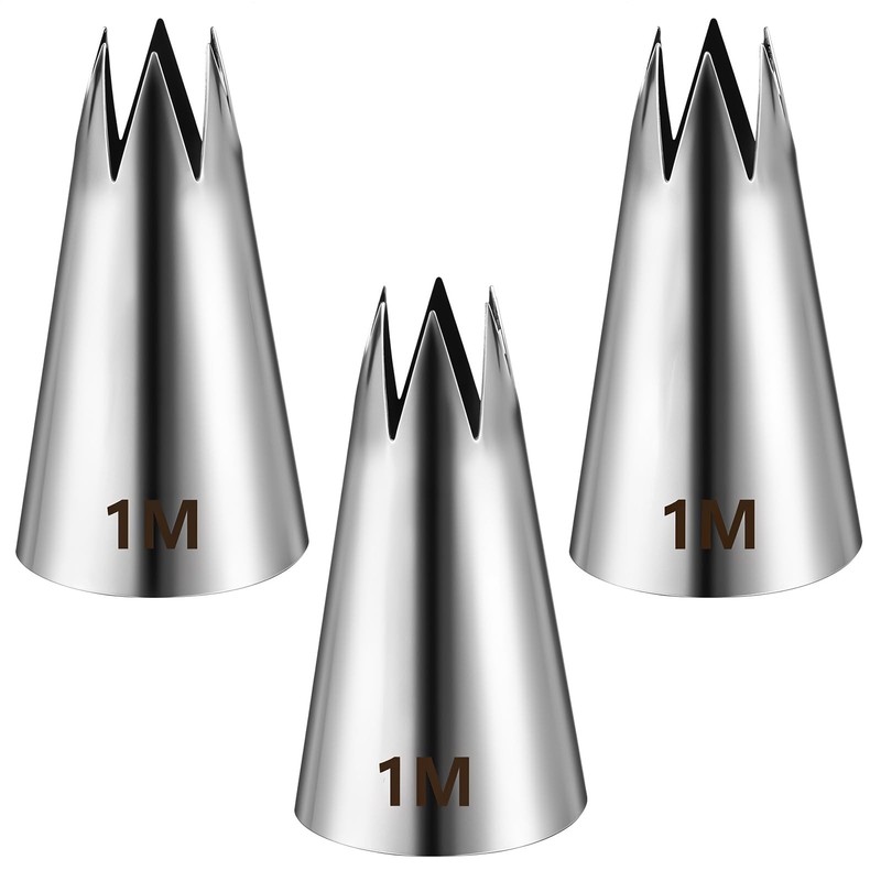 Large Star Piping Tips #1M Stainless Steel Frosting Tip Set for Icing 3 PCS