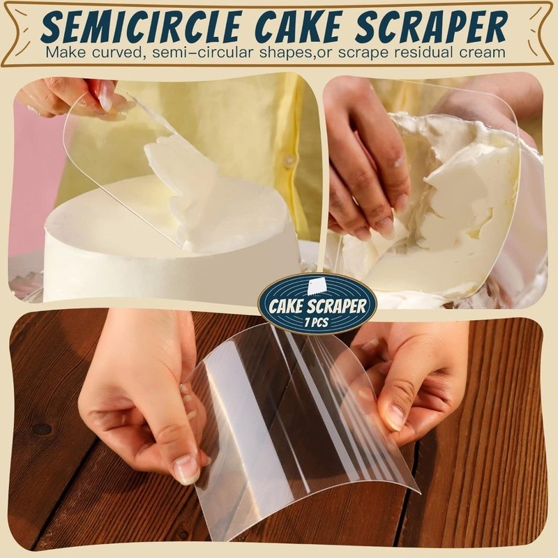 7-Piece Dough Scraper Set with Bowl Scraper Cake Smoother Cutter Spatula and gallery