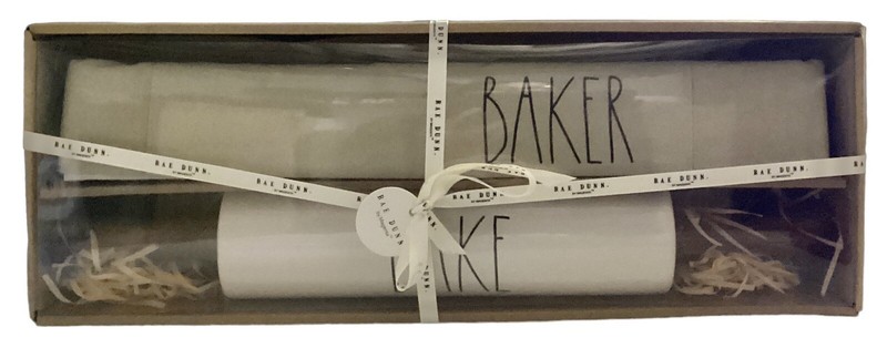 RAE DUNN Rolling Pin (BAKE) and Apron (BAKER) Set