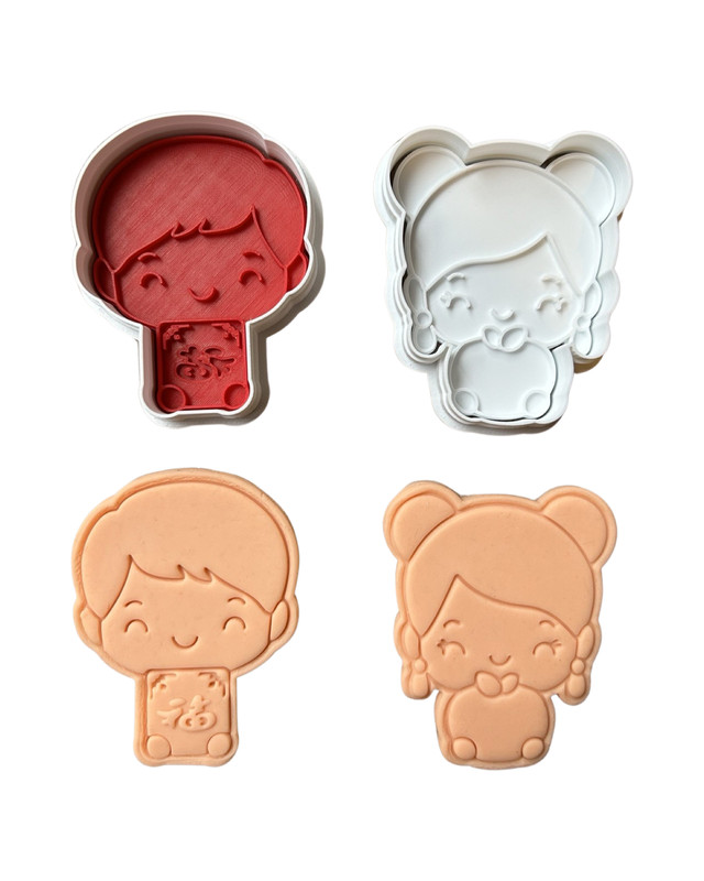 Chinese boy girl Cookie Cutter Stamp Mandarin Red Envelope debosser gallery