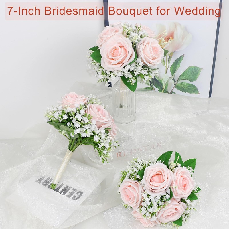 Semononia Artificial Bridesmaid Bouquets Set Of 6 - 7 Inch Bridesmaid Flower gallery