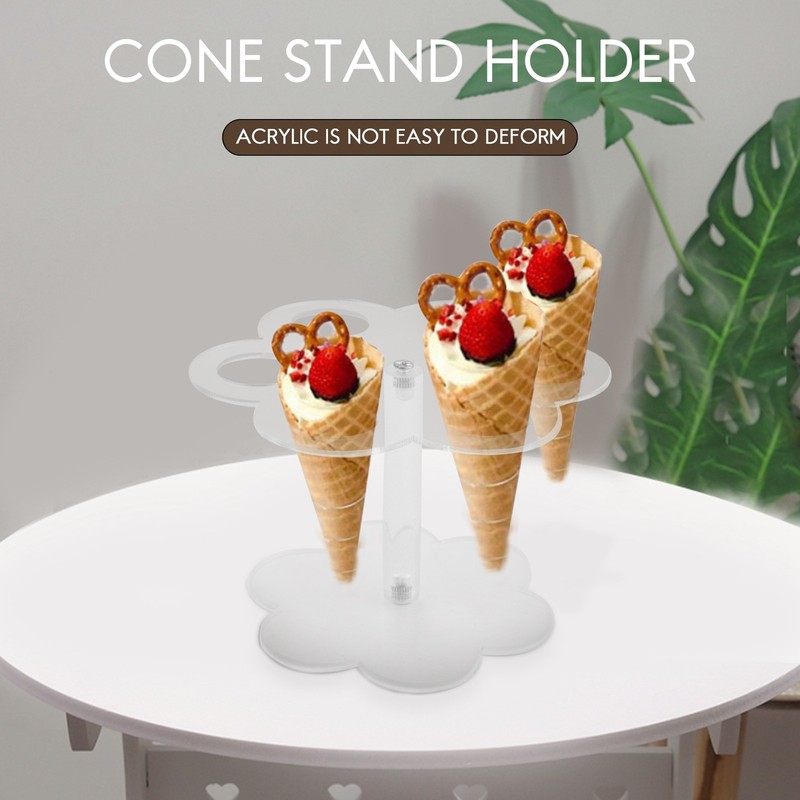 1pcs 6 Holes Acrylic Ice Cream Cone Stand Holder Transparent E3P59345 gallery