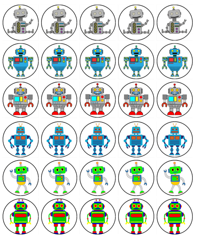 Robot Edible Icing Cake & Cupcake Toppers – Birthday Party Decorations gallery