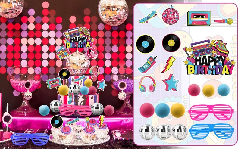 26 PCS 80s Cake Decorations 80s 90s Cake Toppers Retro 1980s Hip Hop Cake gallery
