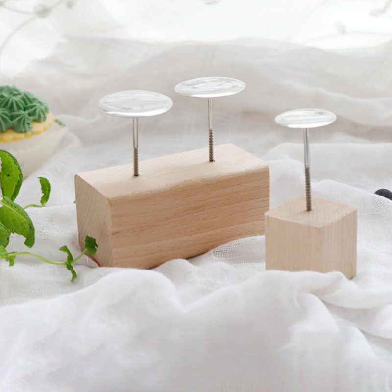 4 PCS Wood Cake Decorating Flower Nail Bases Icing Stand 1.45x1.45x1.45 Inch gallery