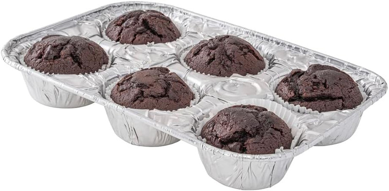Pastry Tek 9.5 X 6.5 X 1.5 Inch Muffin Tins 25 Disposable Cupcake Pans – 6 Cavit