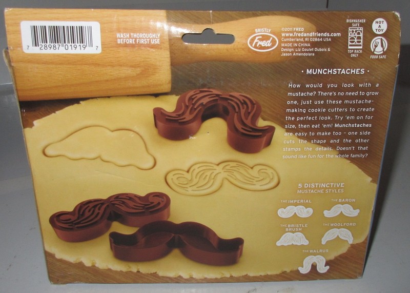 FRED BRAND MUNCHSTACHES 5 MOUSTACHE SHAPED COMBINATION COOKIE CUTTERS & STAMPER gallery
