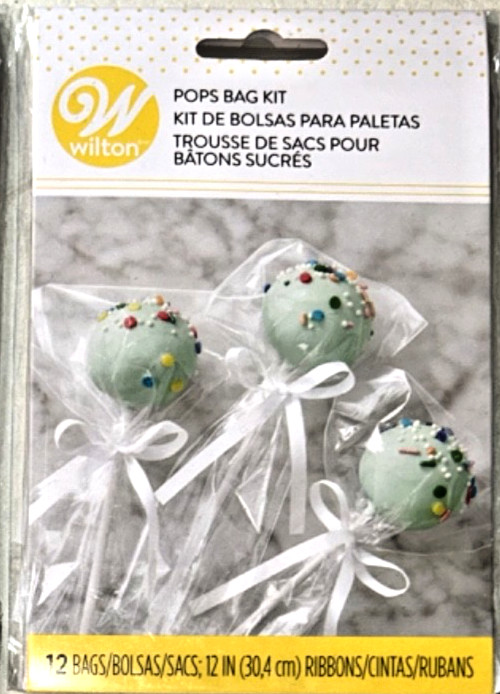 New WILTON Cake Pops Bags Kit Clear w/ White Ribbons 12 ct x 4 Packs (48 Total)