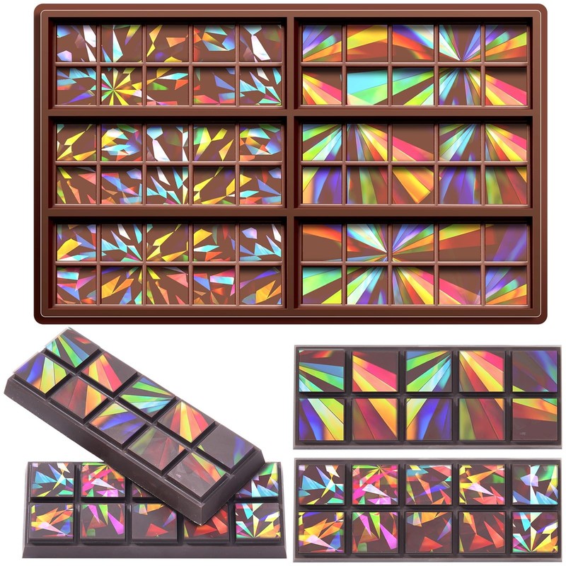 Holographic Chocolate Molds Resin Silicone Chocolate Deep Thick Molds for Reu…