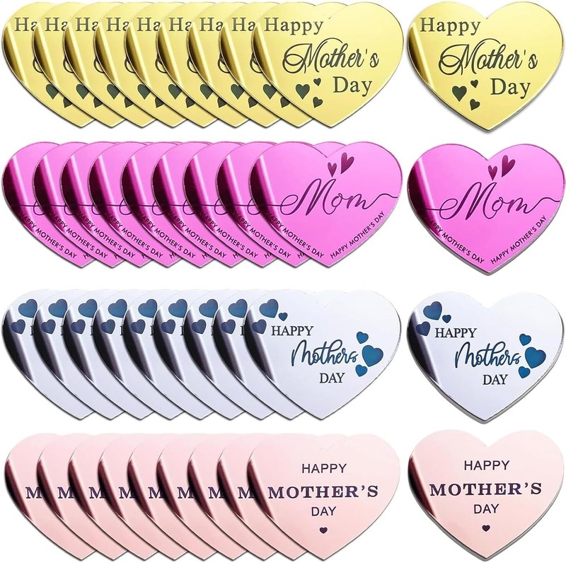 Happy Mother‘s Day Cupcake Toppers 40Pcs Acrylic Mothers Day Cake Topper Acrylic