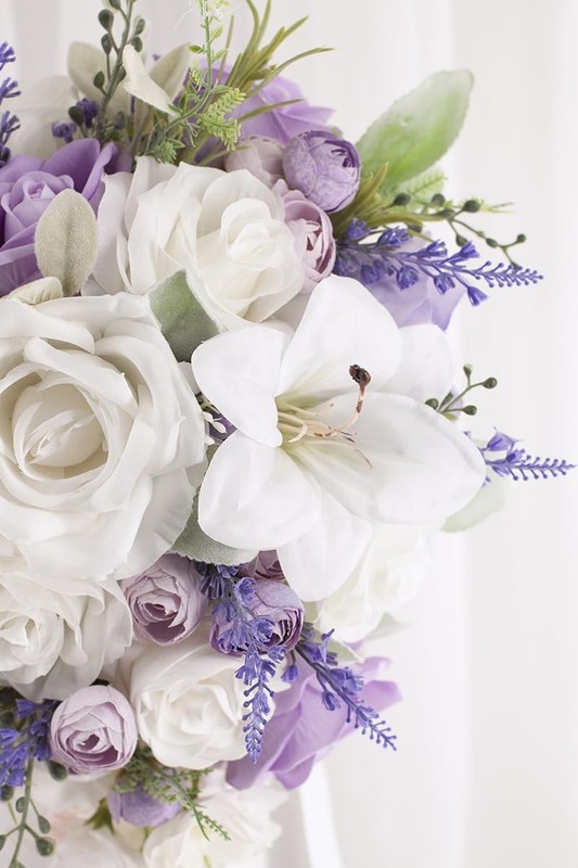 Floinla Bridal Bouquet Cascading Lilac Wedding Bouquets For Bride Bridesmaid 10 gallery