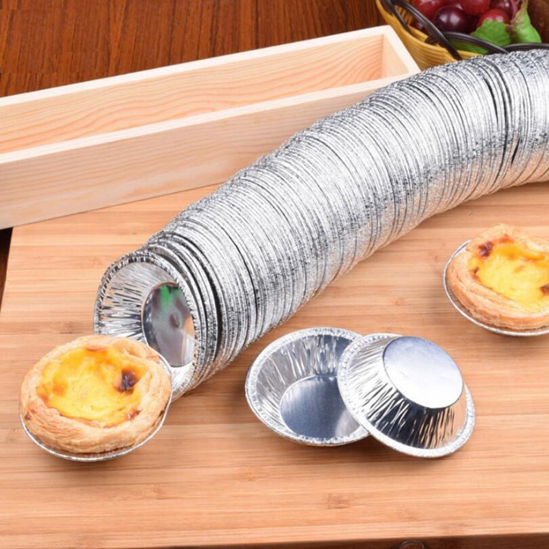 100Pcs Disposable Egg Tart Cookie Muffin Cupcake Aluminum Cake Holder Mo-dx gallery