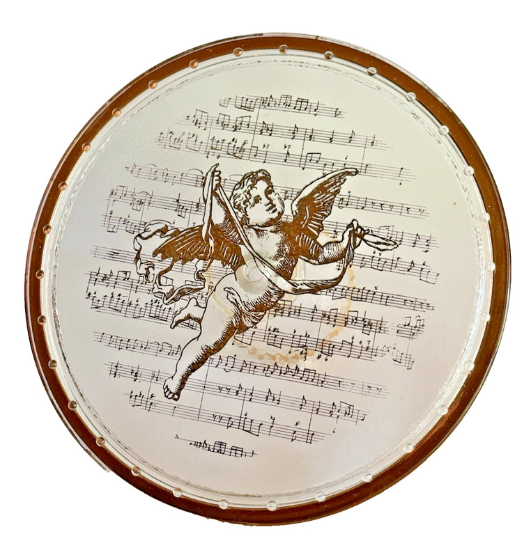 Cake Stand Pedestal Cherub and Musical Notes Design 24 Carat Gold Trim Italy gallery