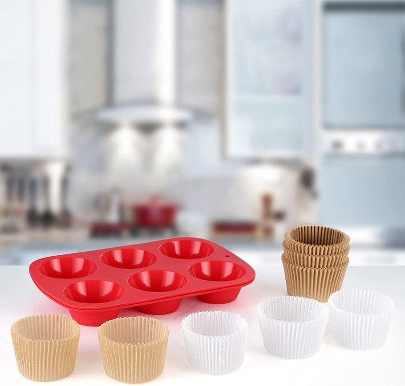 Jumbo Cupcake Liners Greaseproof Paper 200 Count - Food Grade Odorless Muffin Ba gallery