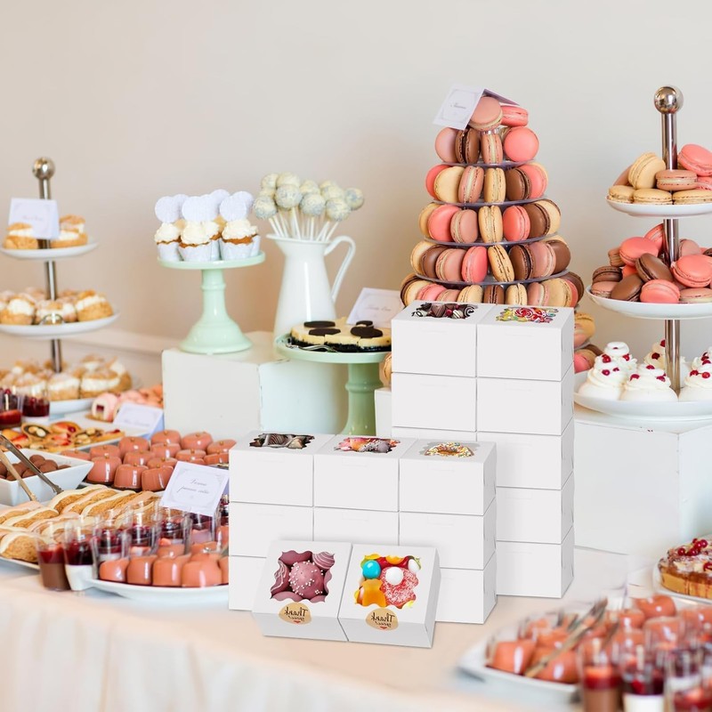 24 Elegant White Cookie Boxes with Window - Perfect for Mini Treats & Pastries gallery