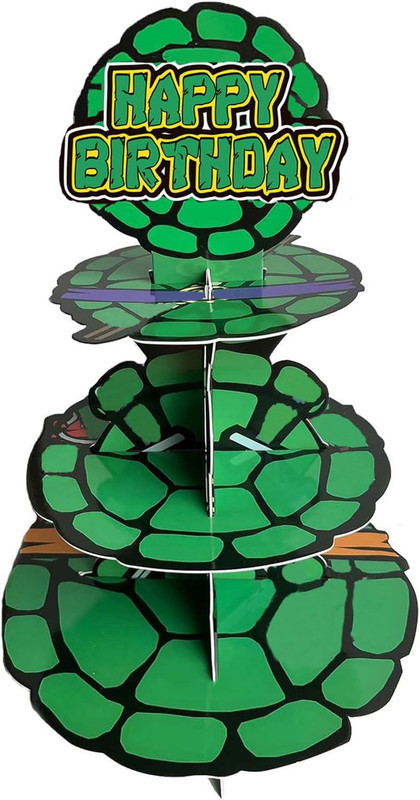 Turtle Cupcake Stand for Table Decorations Green 3-Tier Cupcake Stand for 24 Cup