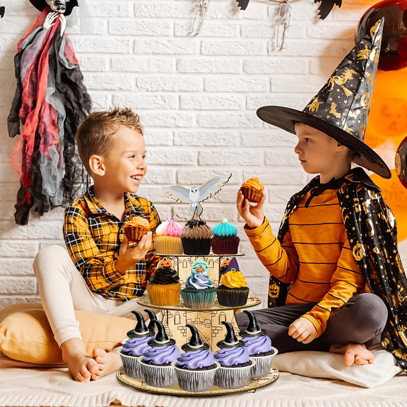 3-Tier Magical Cupcake Stand - Wizard Birthday & Halloween Party Cake Stand - Ro gallery