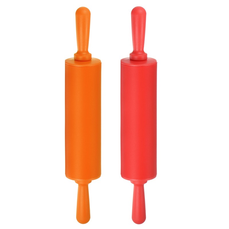Silicone Rolling Pins for Baking 30cm x 4.2cm Red & Orange