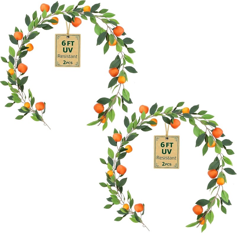 2PCS Artificial Orans Garland(12Ft Total) – Faux Orans Vine with