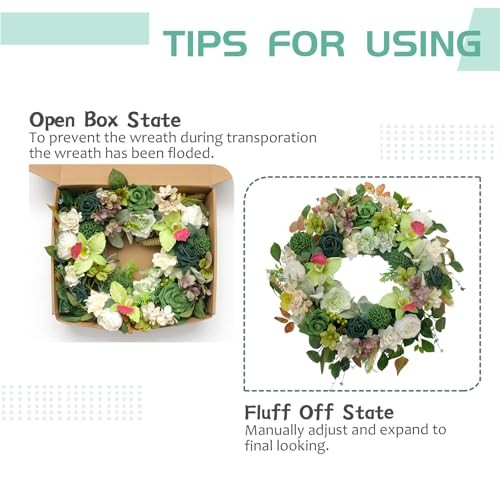 22 Inch Green Orchid Spring Everyday for Front Door, Indoor Outdoor, Wreath gallery