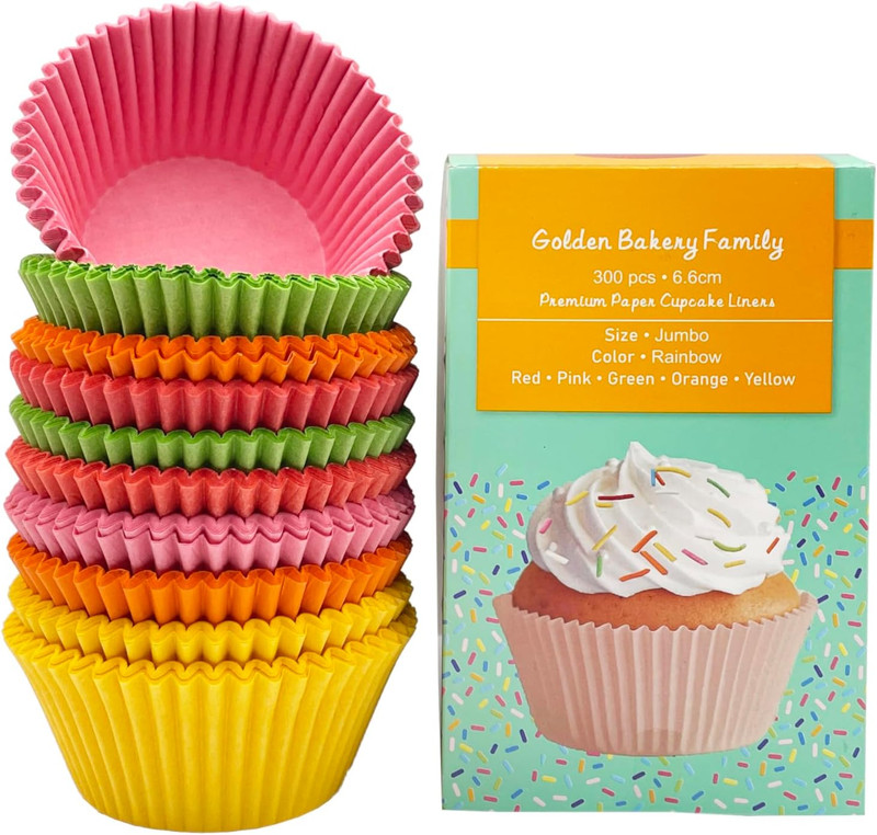 Jumbo Cupcake Liners 300 Pcs Rainbow Muffin Liners No Smell,Food&Grade,Greasepro gallery