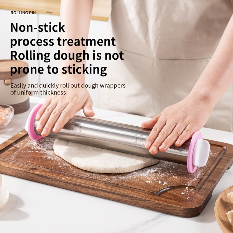 1pc Stainless Steel Adjustable Rolling Pin Thickness Ring Non Stick French Style gallery