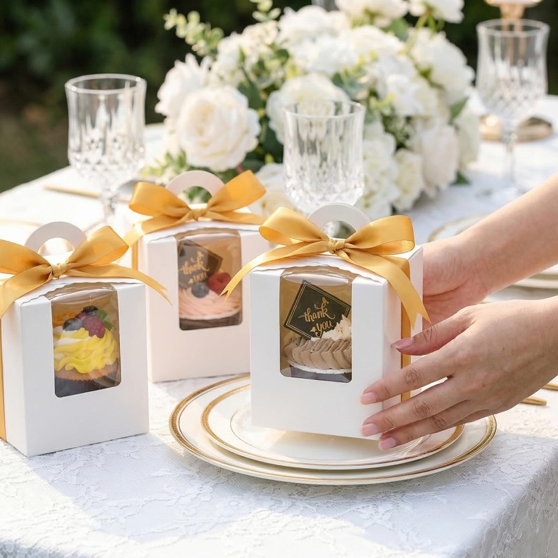 Jucoan 100 Pack White Single Cupcake Boxes, Kraft Paper Individual Cupcake Co... gallery