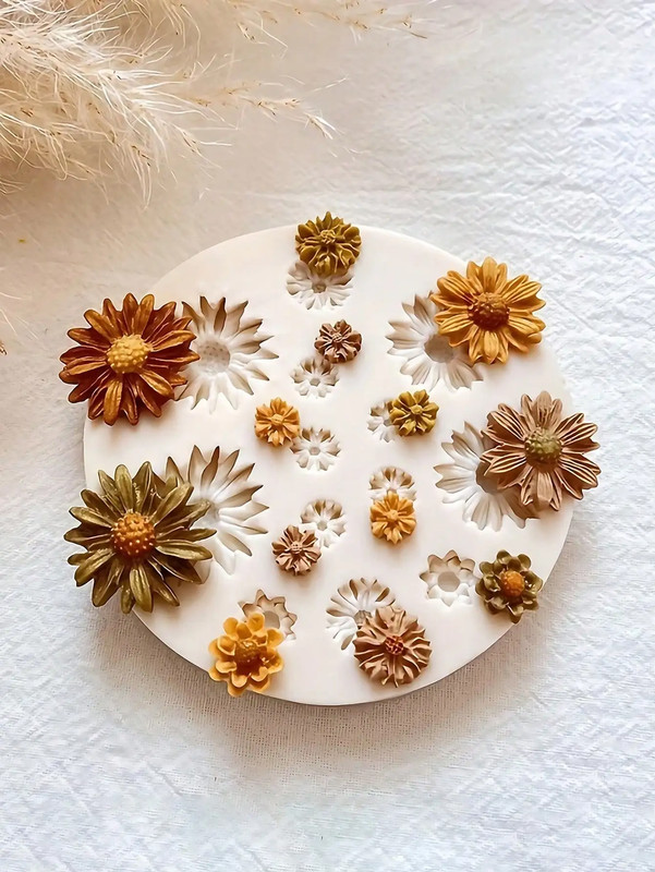 1 PC Daisy Silicone Mold Bouquet Polymer Clay Pattern Suitable for Soft Candy Cr gallery
