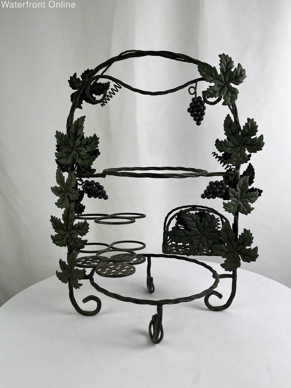 Vintage Folding Wrought Iron Grape Design Pie Plate Display Stand Caddy gallery