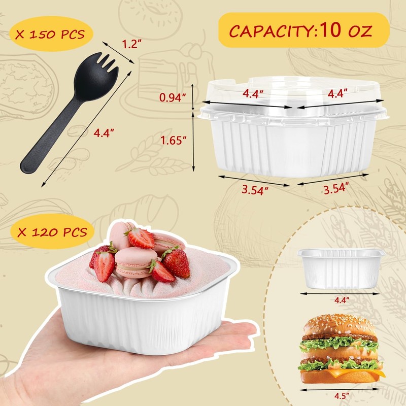 120pack/10oz Mini Cake Baking Pans with Lids, 4”X4” Small Cake Pan Foil Brown... gallery