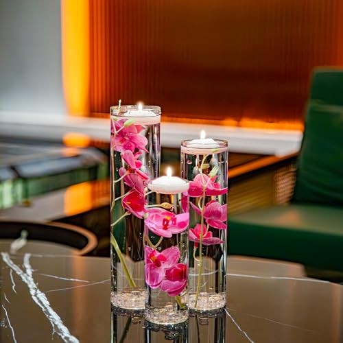 Floating Flower for Table Centerpiece Artificial Light Orchid Glass 1 Purple gallery