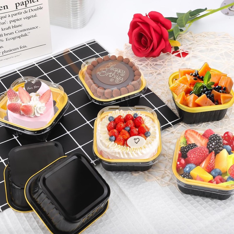 30Pack 5oz Mini Cake Pans W/ Lids & Spoons Baking Cups Aluminum Foil Pans Tins gallery