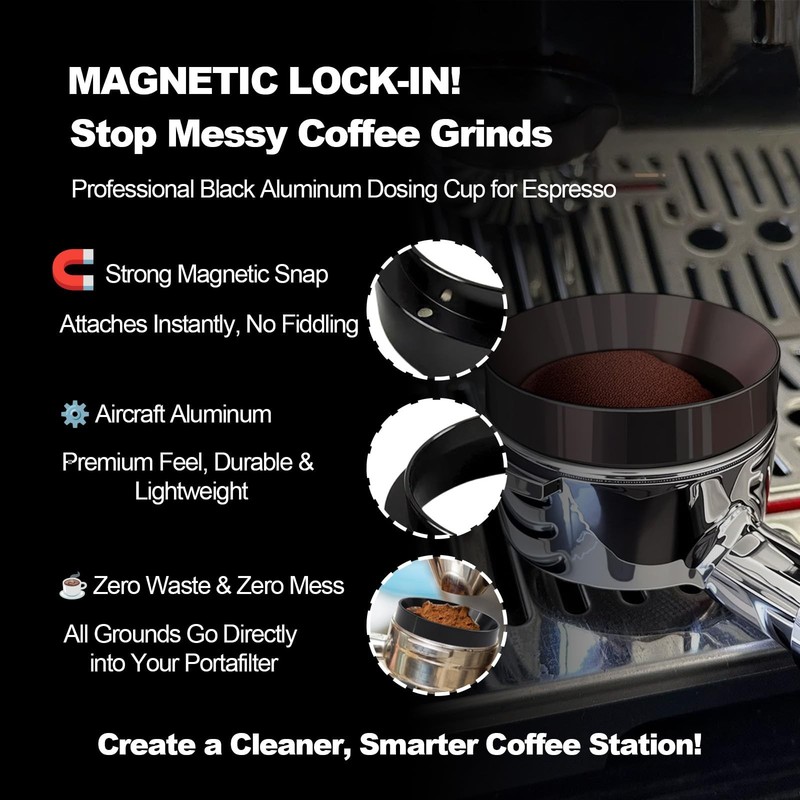 Espresso Accessories 54mm Spring Loaded Tamper Kit, 5-Piece Set 54mm, Black gallery