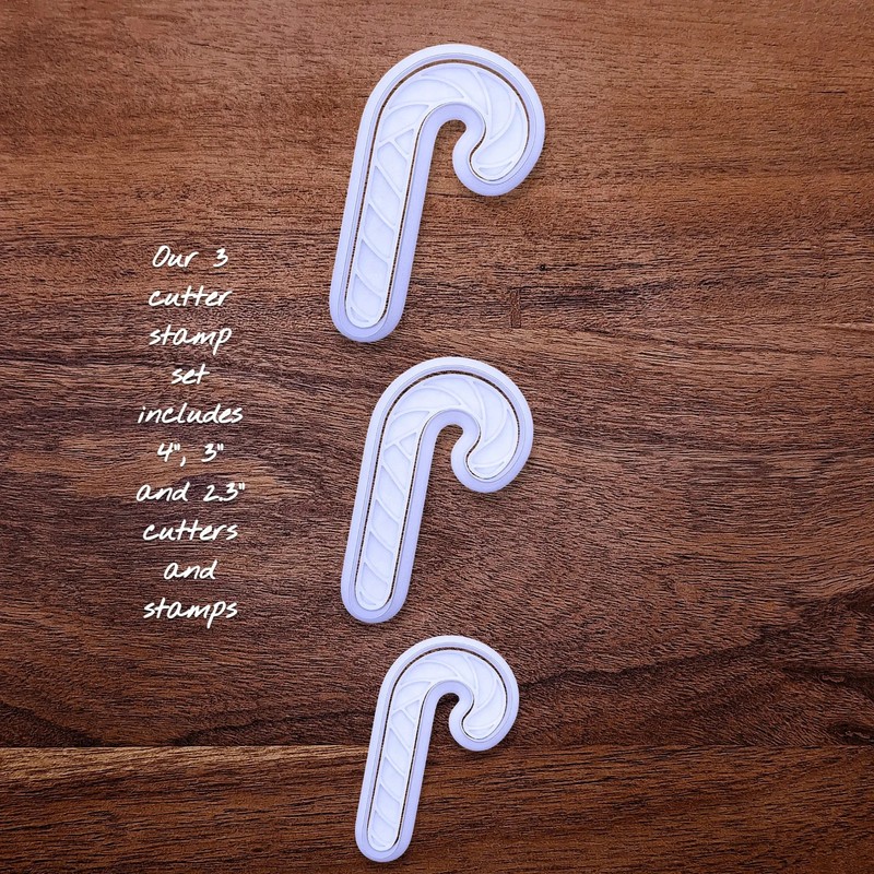 Candy Cane Cookie Cutter Stamp Set: 2" to 10" Xmas Holiday Baking Craft Mold gallery