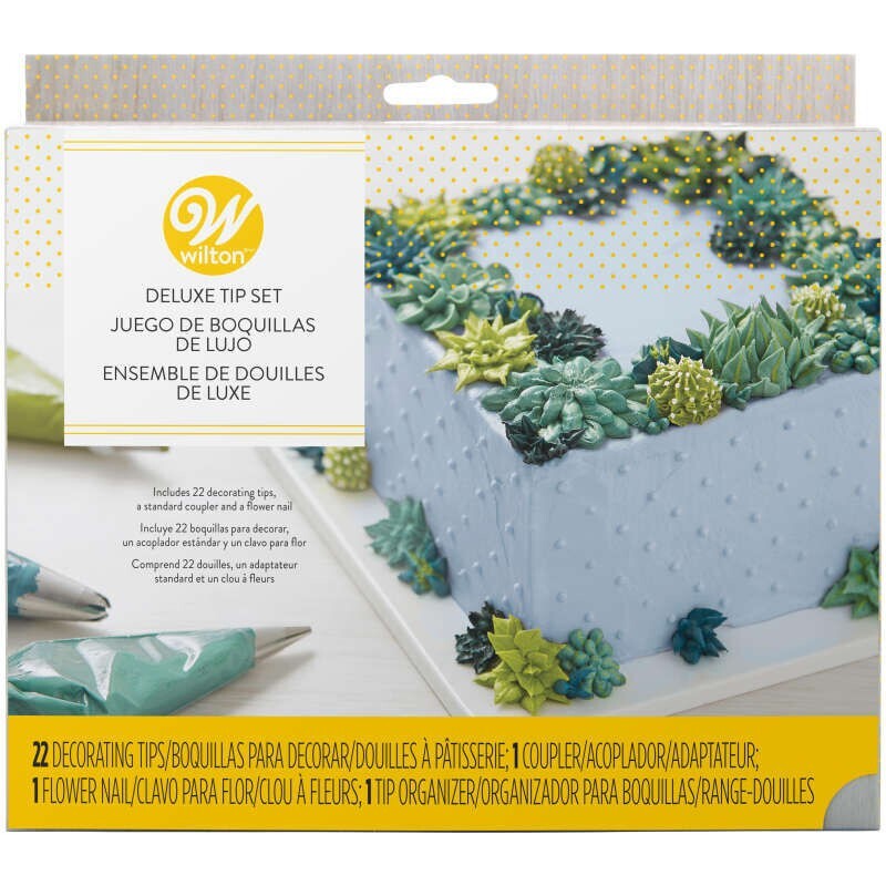 Wilton 22-Piece Cake Decorating Tip Set, Stainless Steel, Flower Nail, Free Ship