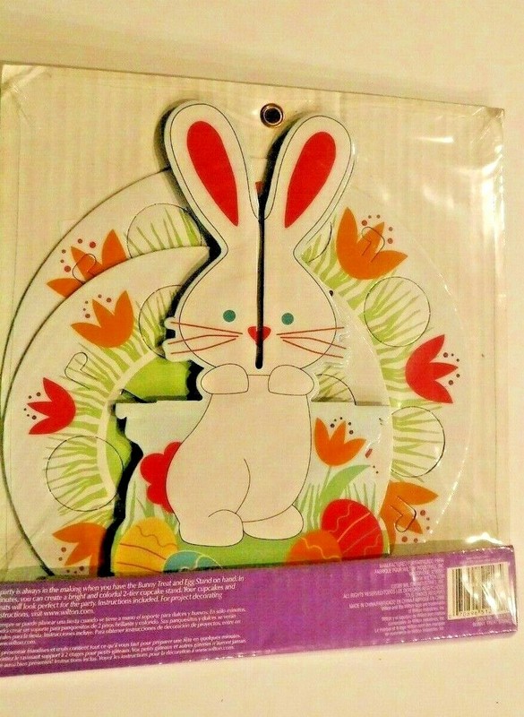 Wilton Bunny Treat and Egg Stand 2 Tier Paper Cardboard Party Birthday Rabbit gallery