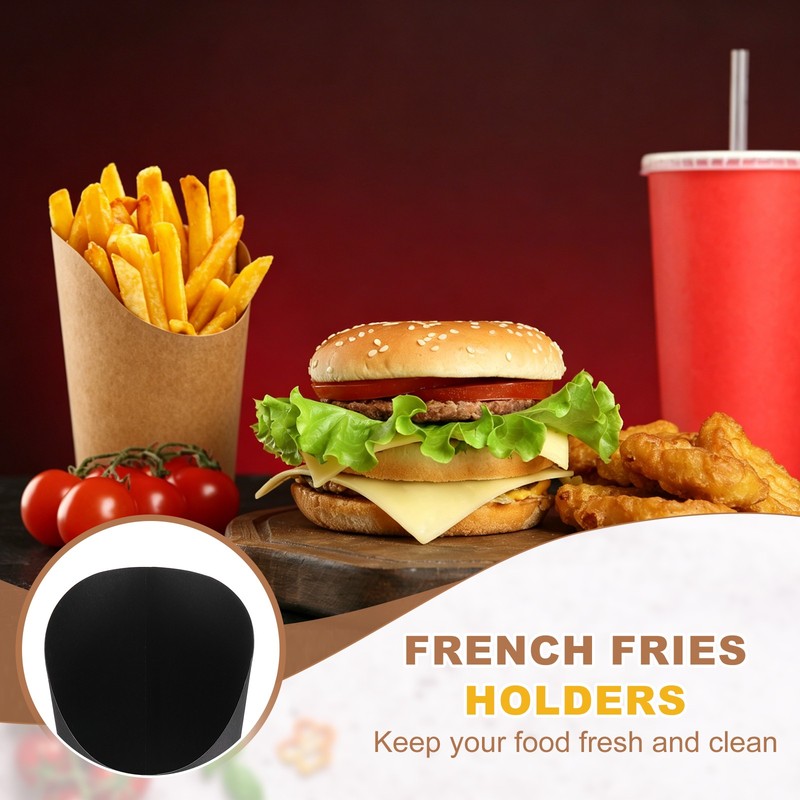 150Pcs French Fries Holder, 16oz Disposable Paper Charcuterie Cups, Black gallery