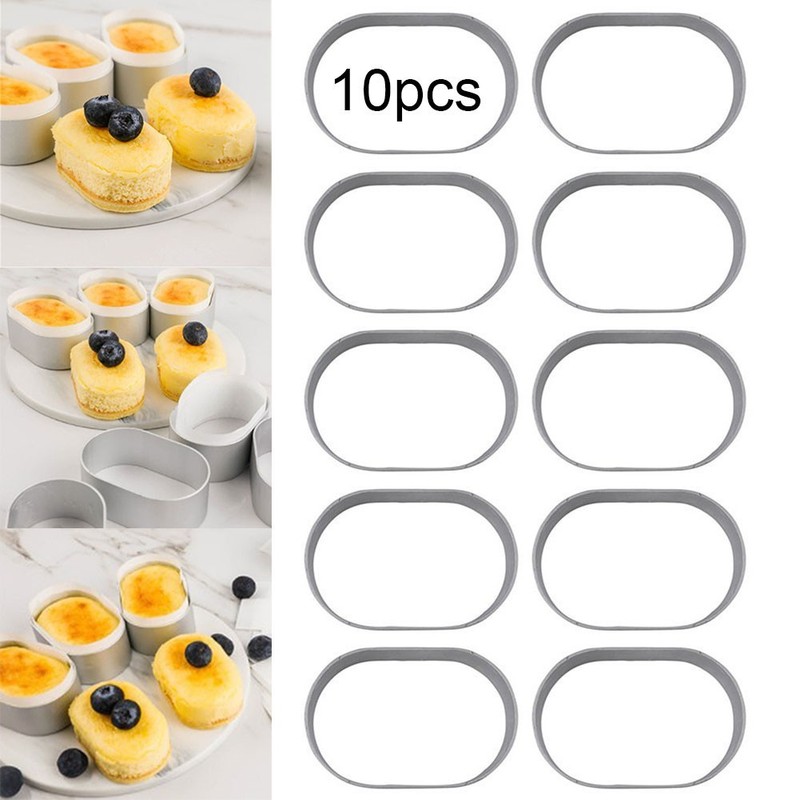10* Mini Aluminium Oval Egg Shape Cheese Cake Rings/Half-cooked Cheese Molds/New