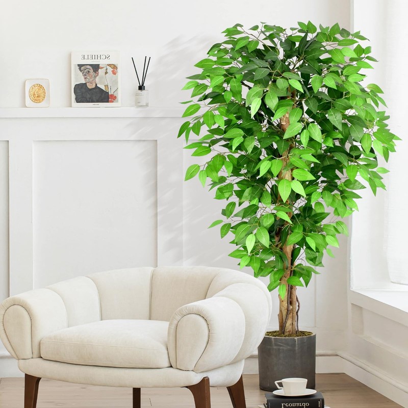 Keeplush 5Ft Ficus Artificial Trees Natural Curved Trunks 60 Tall Lush Faux gallery