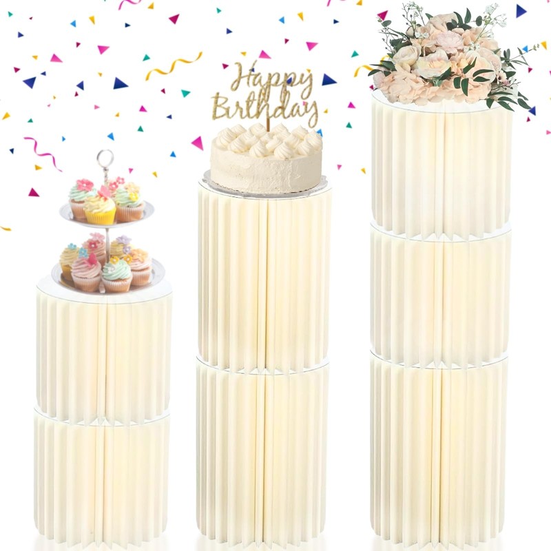 Stacking-Block Design Cake Stands for Party, Customizable Height, Sturdy Card…