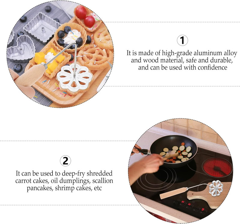 Swedish Rosette Aluminum Waffle with Wooden Handle Creative Cake Printing Frying gallery