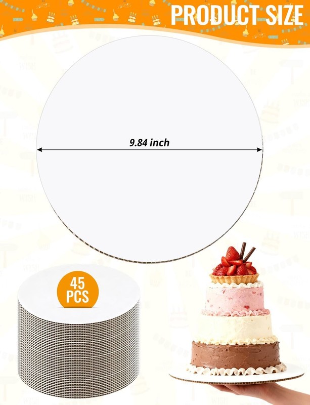 10 Inch Cake Boards Round, 45Pcs White Cardboard Cake Rounds, Greaseproof and... gallery