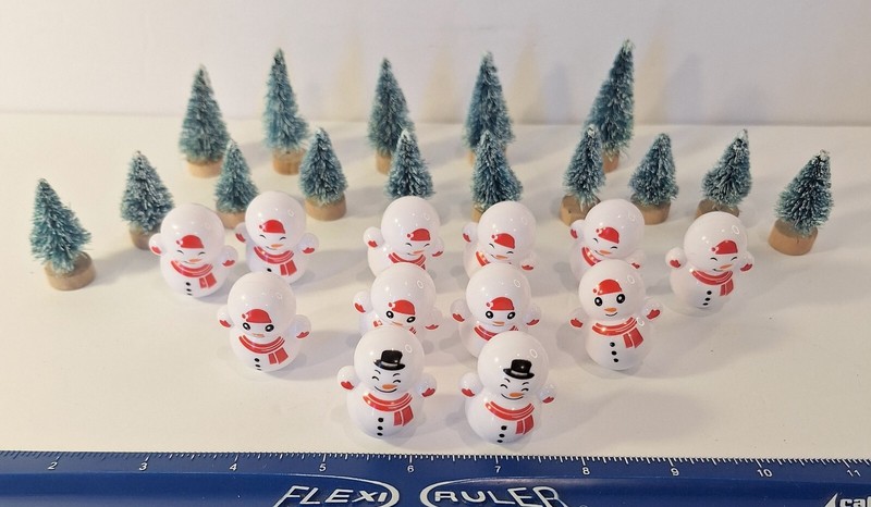 Tiny Roly Poly Snowman Trees Cake Toppers Crafts 27 Pieces Christmas Holiday Set gallery