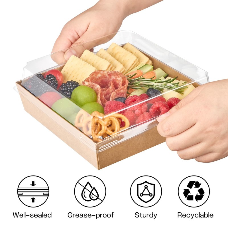7 x 7 Inch Large Charcuterie Boxes with Clear Lids, 20 Pack Disposable Square... gallery