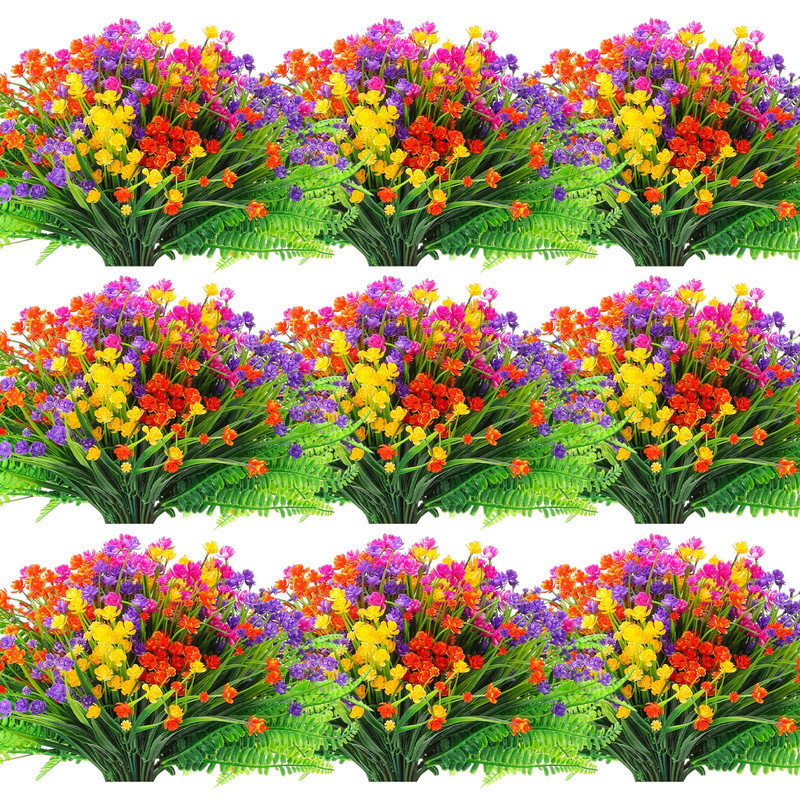 Unittype 50 Bundles Artificial Flowers Outdoors Faux Artificial Plants Shrub