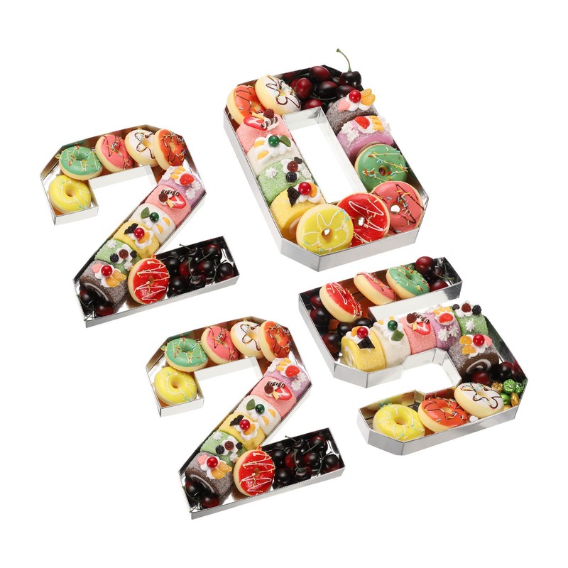 8.3″Cardboard Number for Charcuterie, Cardboard Food Tray(Silver, Number2,0,2,5)