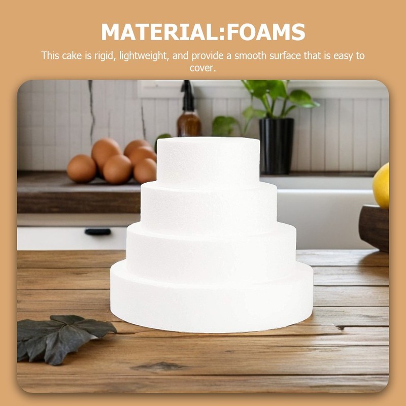 4Pcs Compact White Foam Cake Models Reusable Wedding Cake Dummies gallery