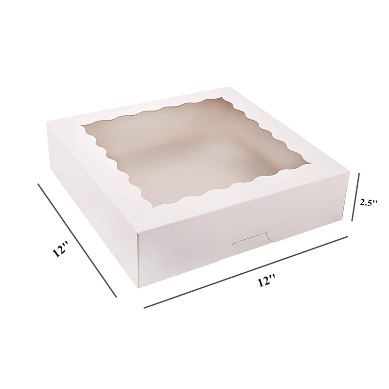 Pie Boxes 20 Pack 12x12x2.5 Inch White Window Auto-Popup Bakery Cookie gallery