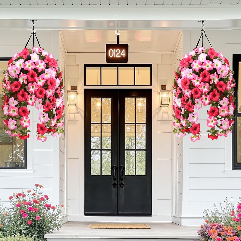 Yastouay Artificial Flowers For Outdoors 2 Pack Artificial Petunias Fake gallery